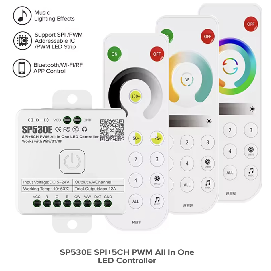 Ws2812B Strip 5V - Controlador LED SP530E Todo en Uno