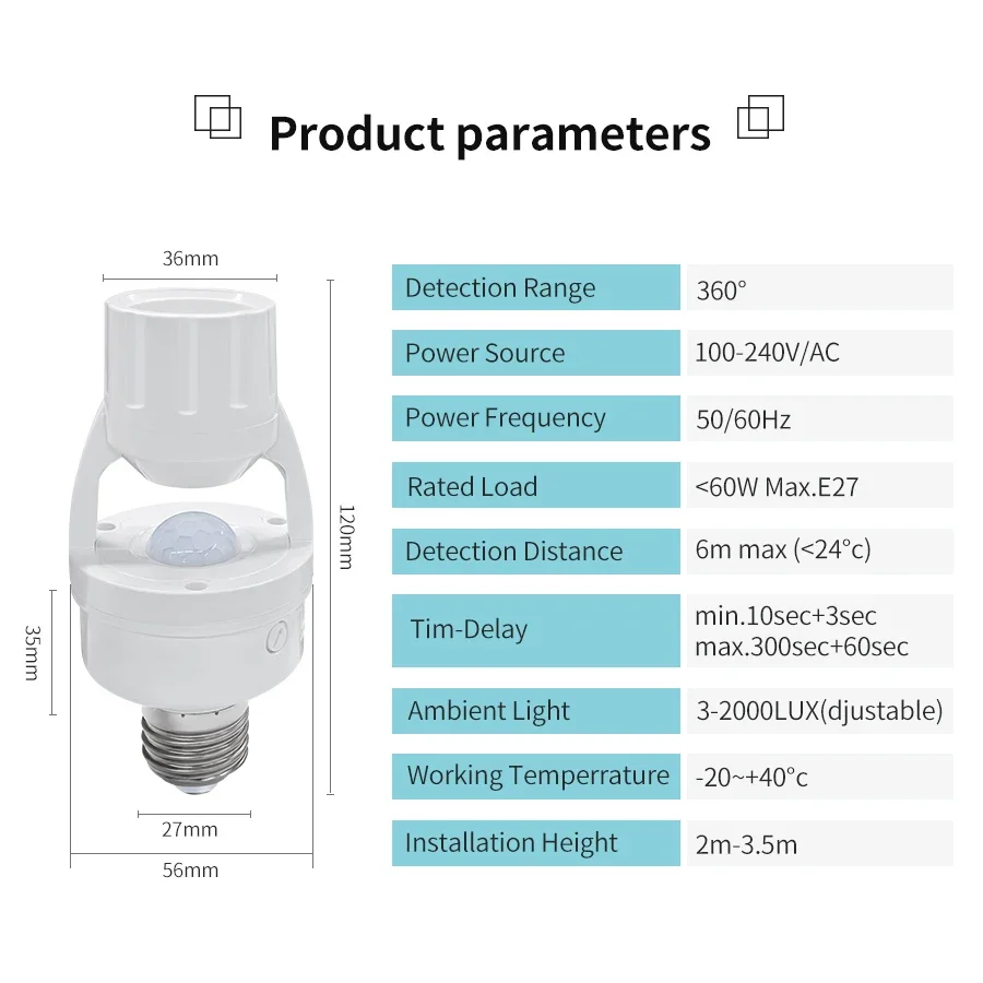 Sensor de movimiento PIR E27,  - Pir Motion Sensor reseña y precio